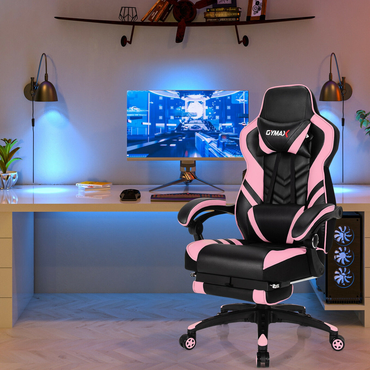 Adjustable Gaming Chair with Footrest for Home Office