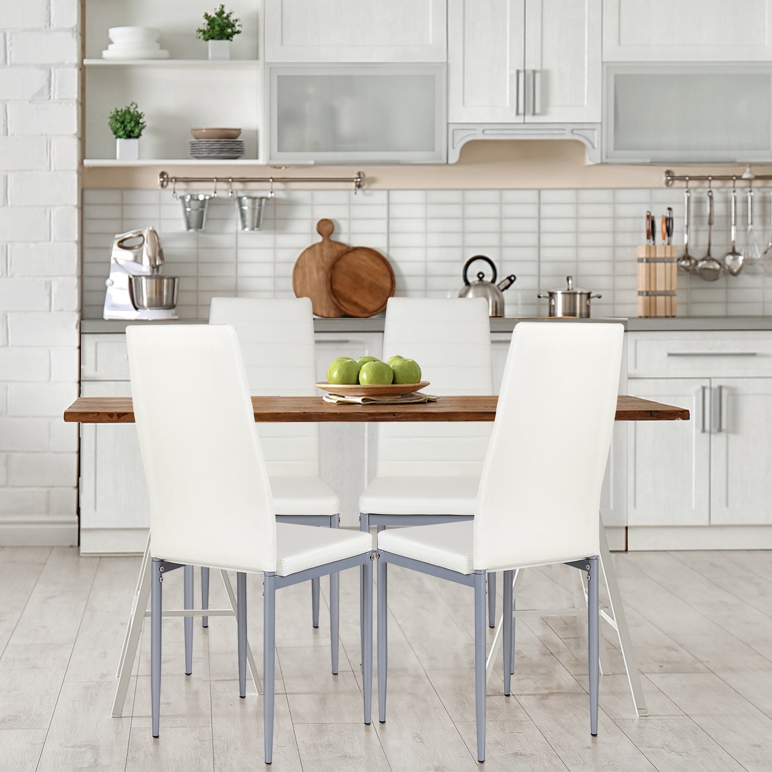 4 pcs PVC Leather Dining Side Chairs Elegant Design