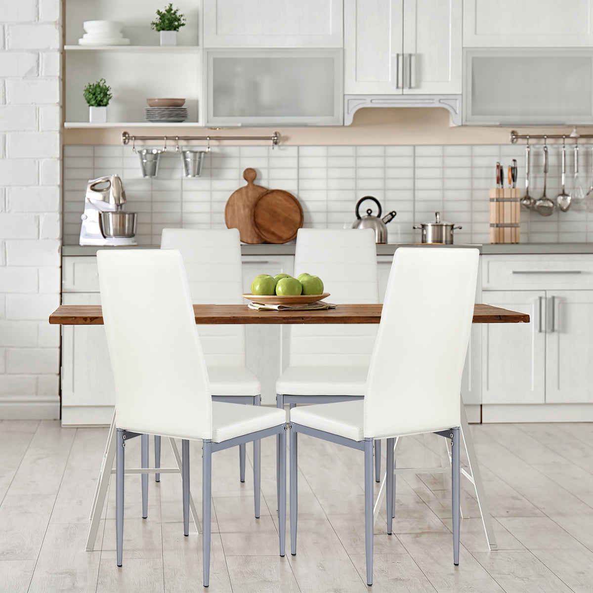 4 pcs PVC Leather Dining Side Chairs Elegant Design