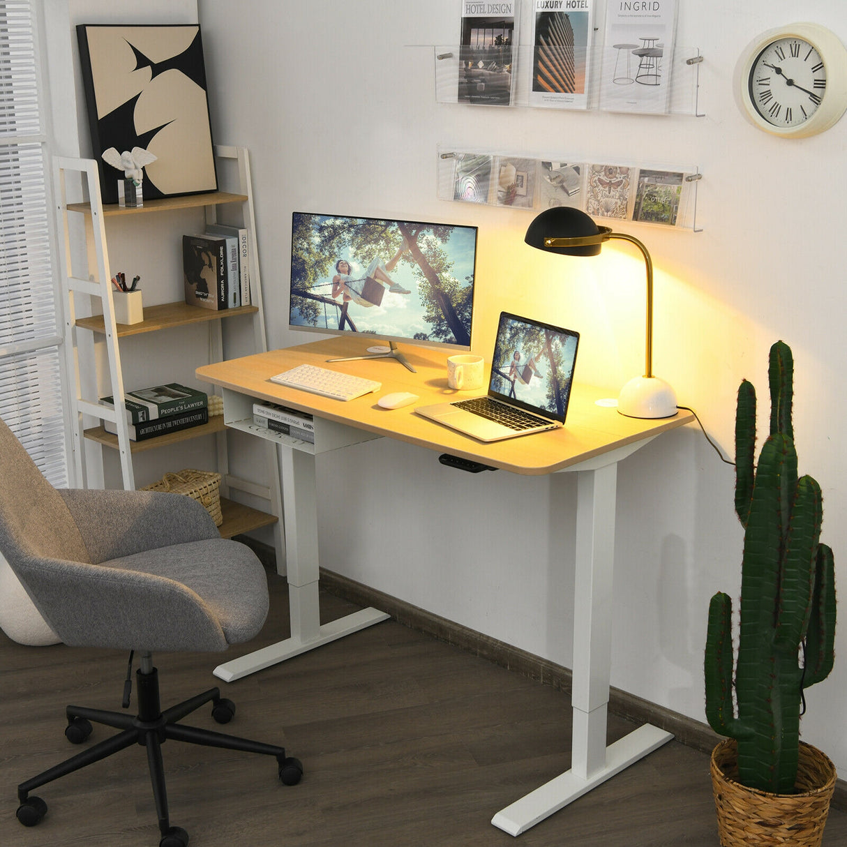 48 Inches Electric Standing Adjustable Desk with Control Panel and USB Port