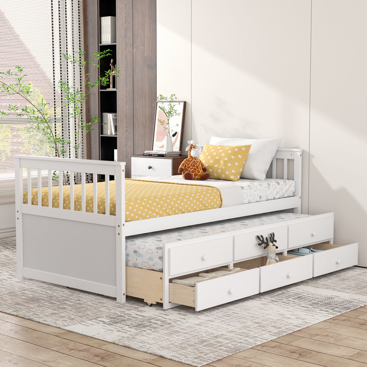 Twin Captainâs Bed with Trundle and 3 Storage Drawers