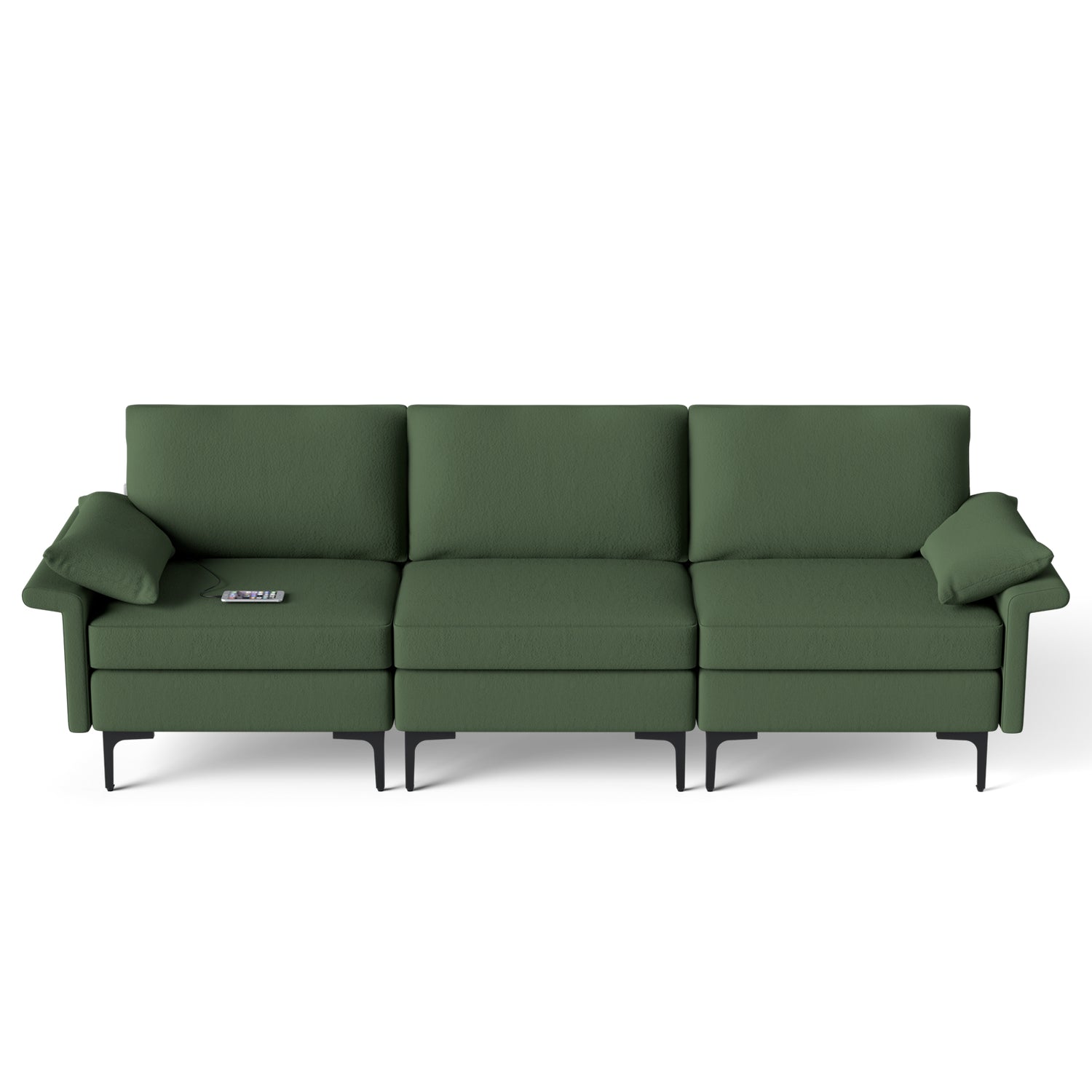 Large 3-Seat Sofa Sectional with Metal Legs and 2 USB Ports for 3-4 people