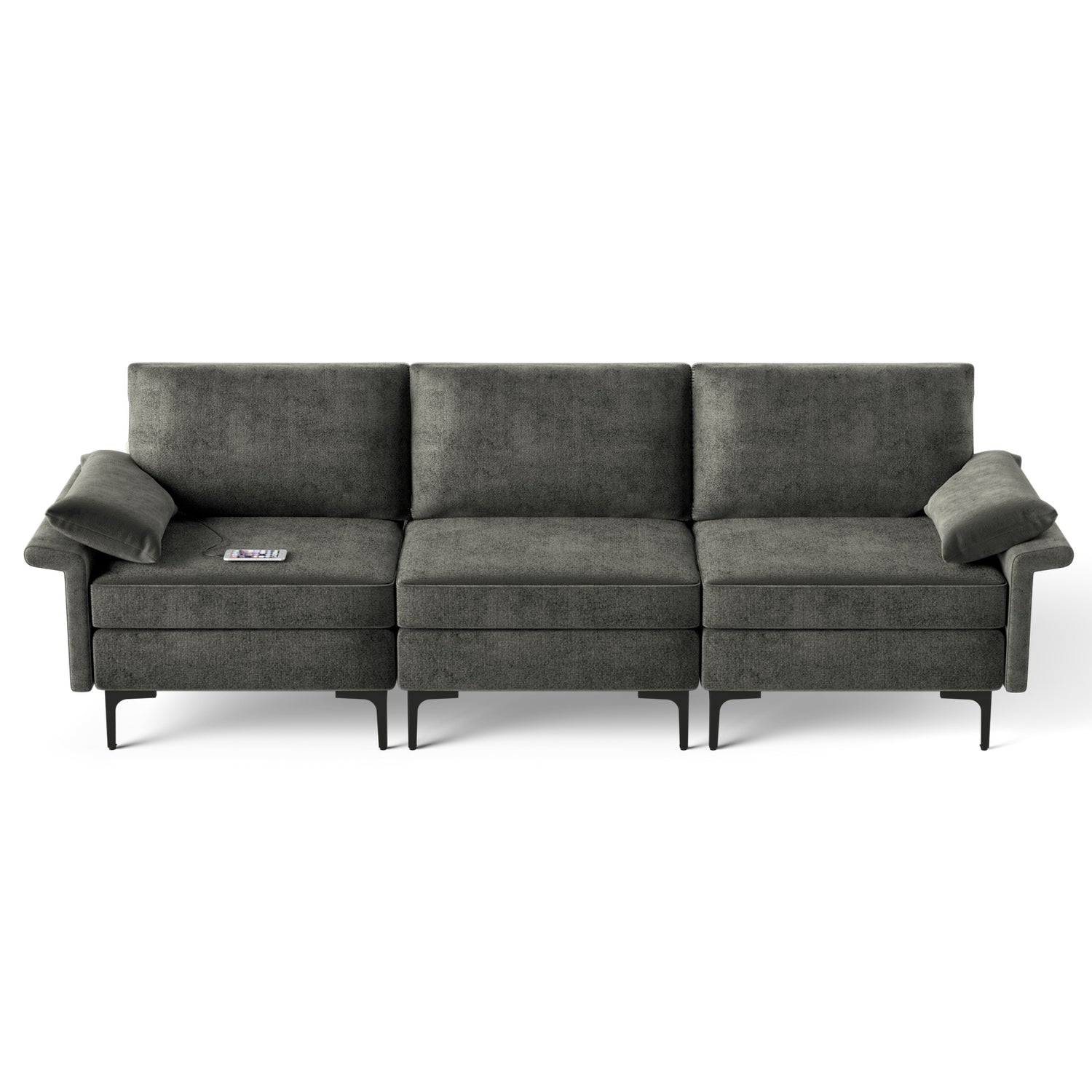 Large 3-Seat Sofa Sectional with Metal Legs and 2 USB Ports for 3-4 people