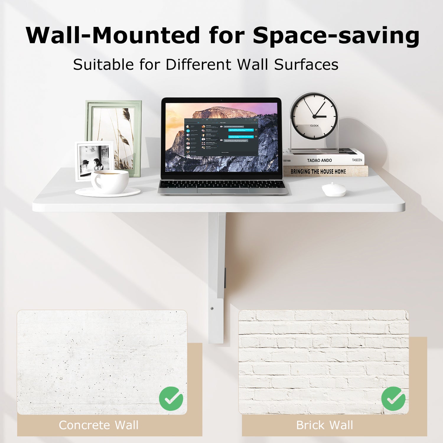 31.5 x 23.5 Inch Wall Mounted Folding Table for Small Spaces