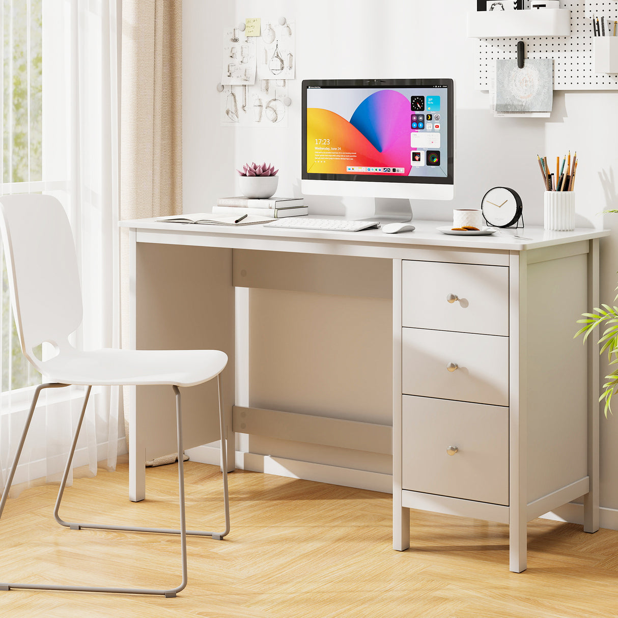 3-Drawer Home Office Study Computer Desk with Spacious Desktop