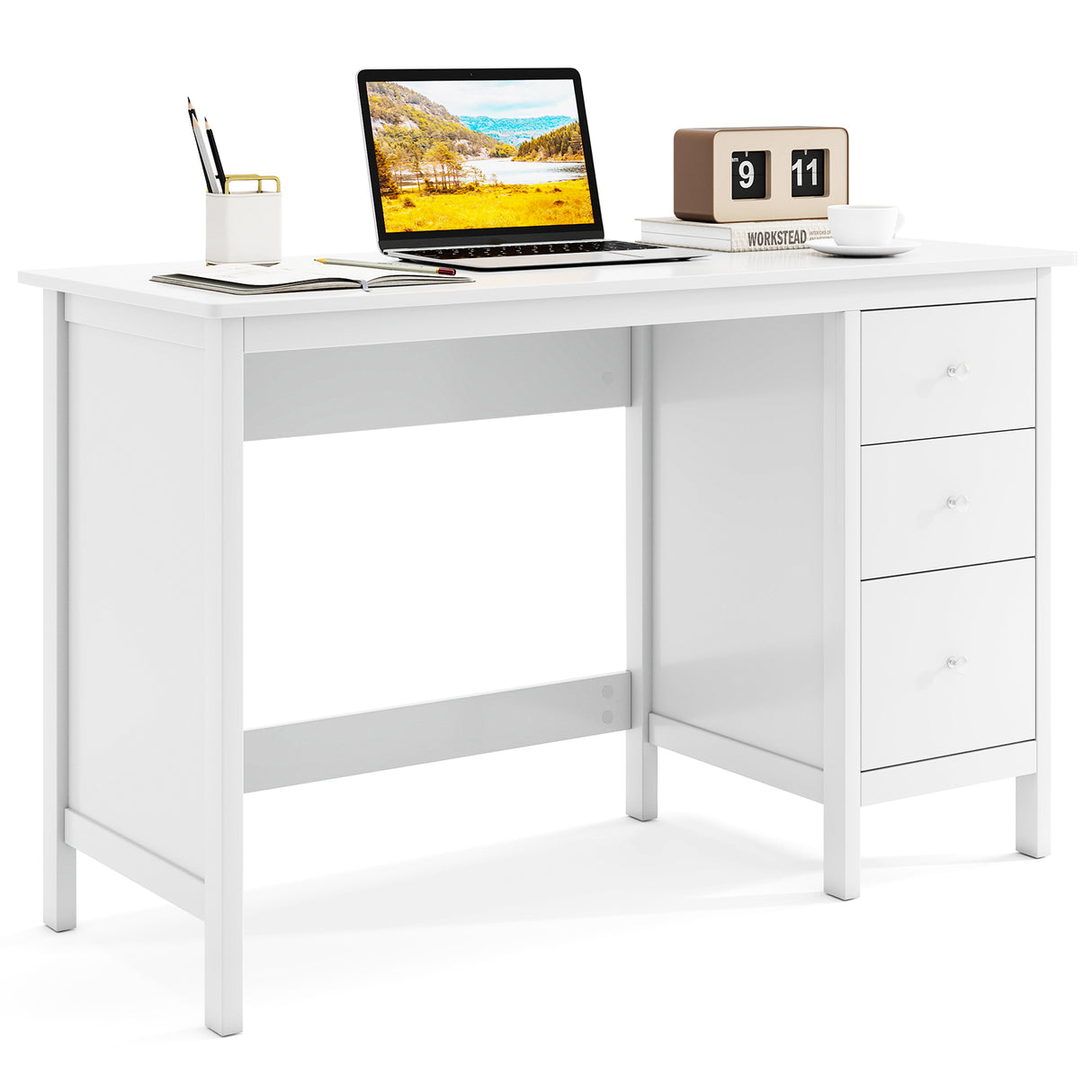 3-Drawer Home Office Study Computer Desk with Spacious Desktop