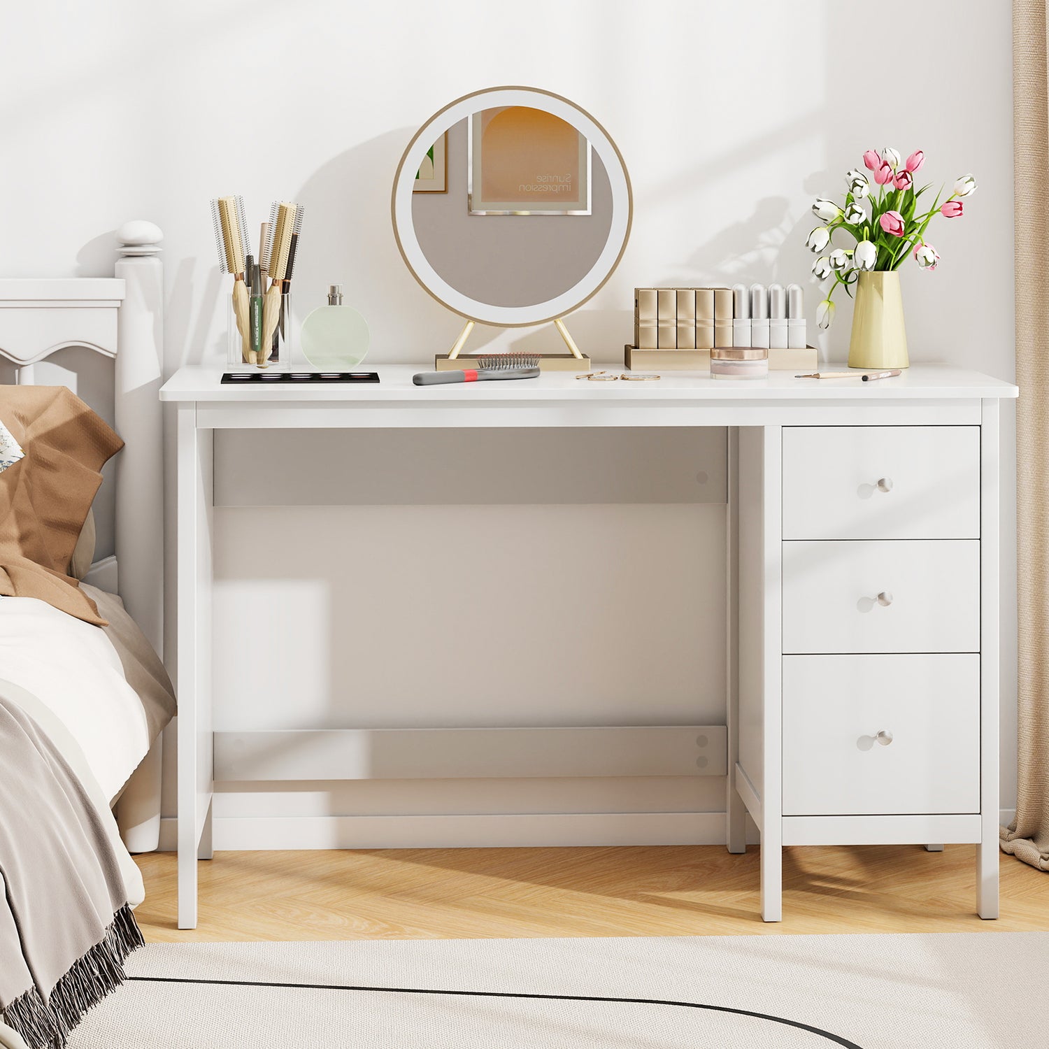 3-Drawer Home Office Study Computer Desk with Spacious Desktop