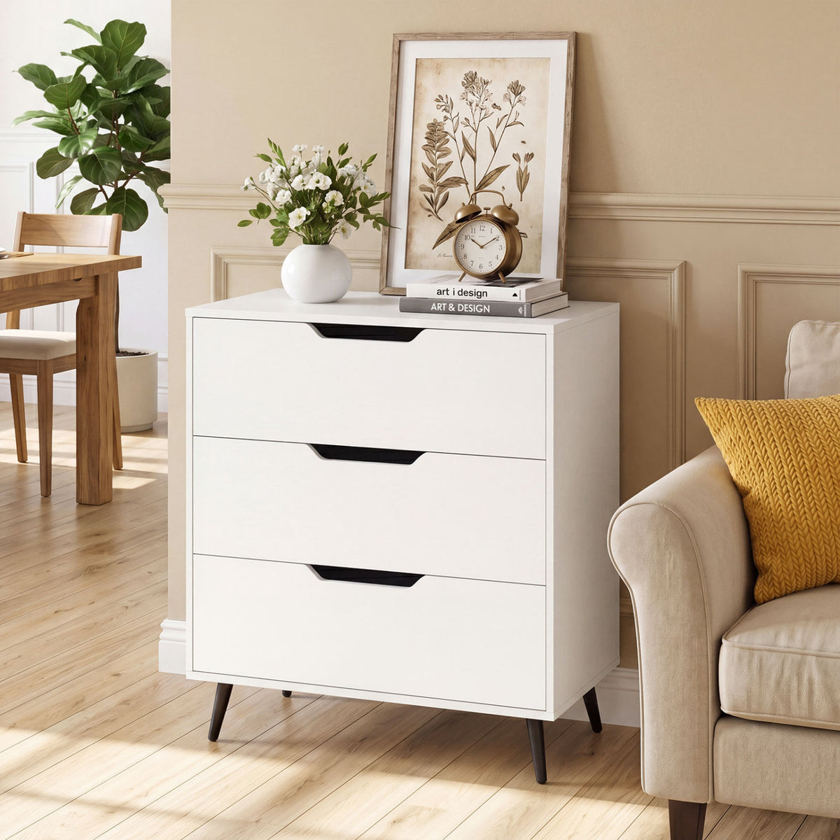 3-Drawer Rustic Farmhouse Wooden Storage Dresser