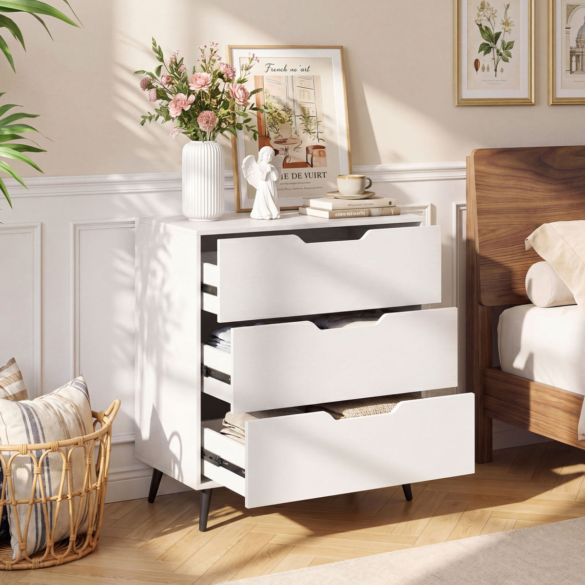 3-Drawer Rustic Farmhouse Wooden Storage Dresser