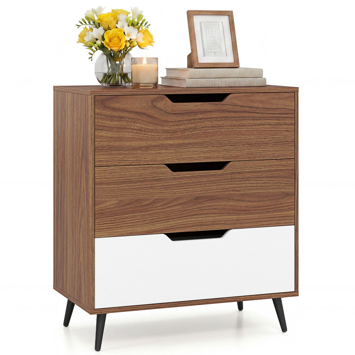 3-Drawer Rustic Farmhouse Wooden Storage Dresser