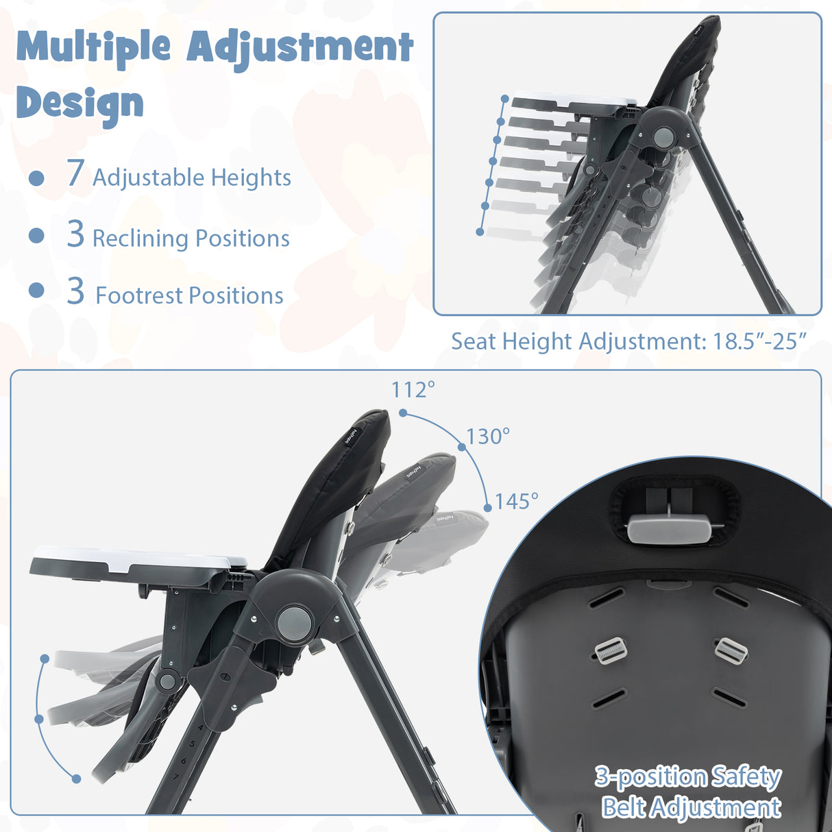 3-In-1 Convertible Baby High Chair for Toddlers