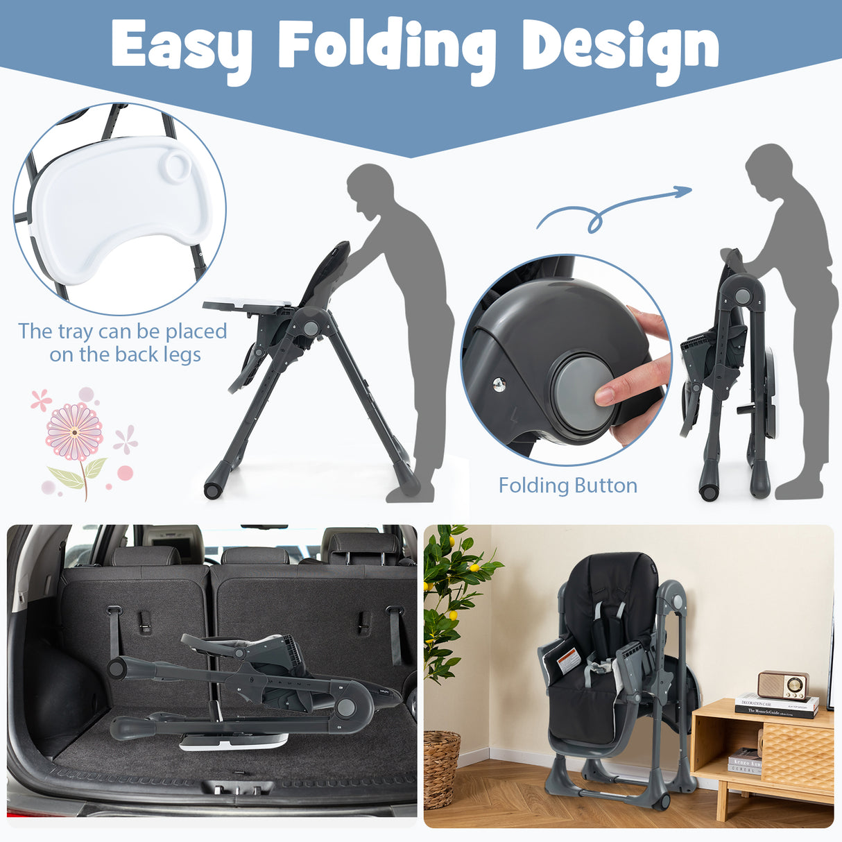 3-In-1 Convertible Baby High Chair for Toddlers