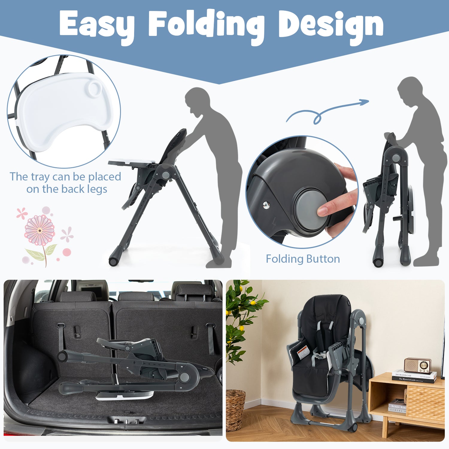 3-In-1 Convertible Baby High Chair for Toddlers