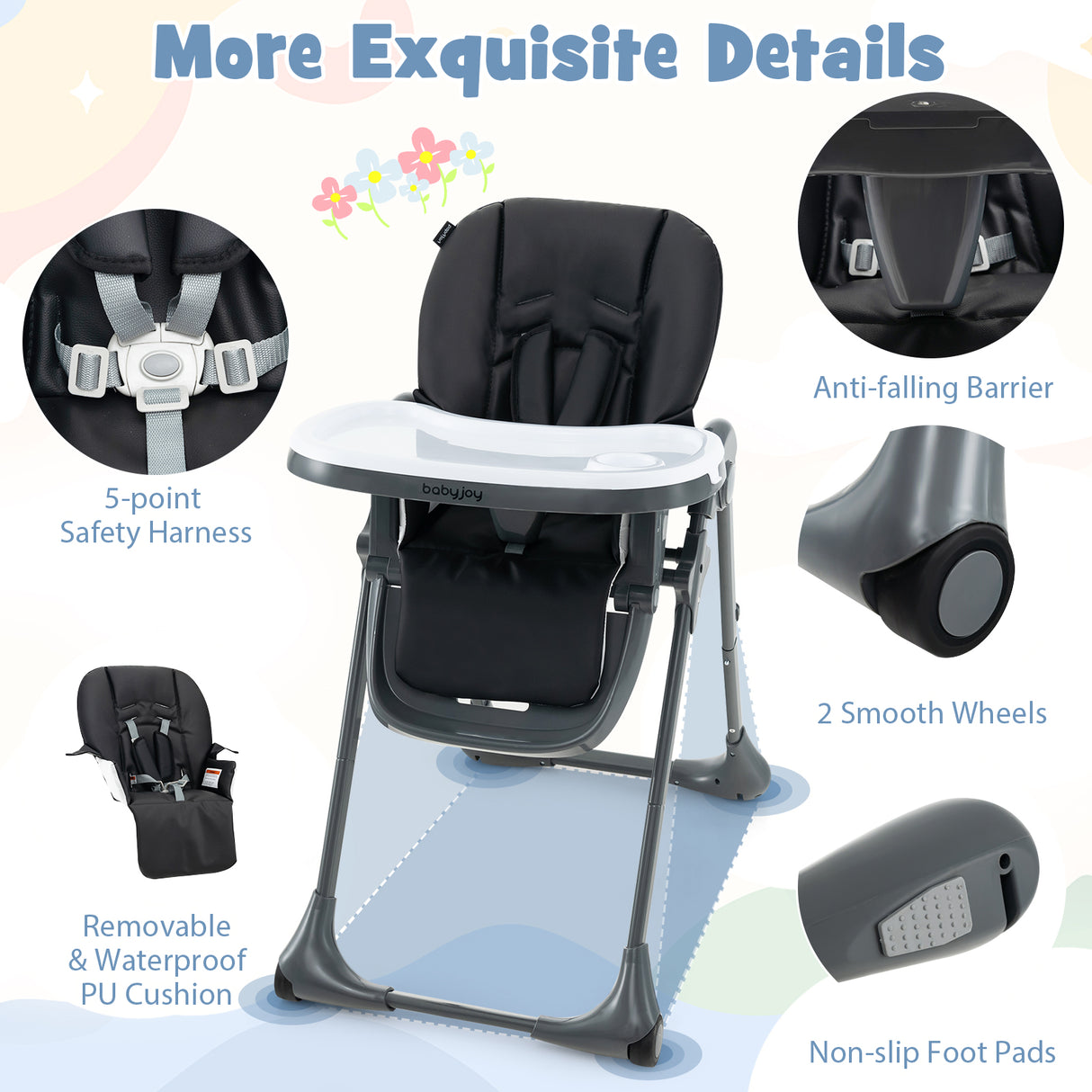 3-In-1 Convertible Baby High Chair for Toddlers