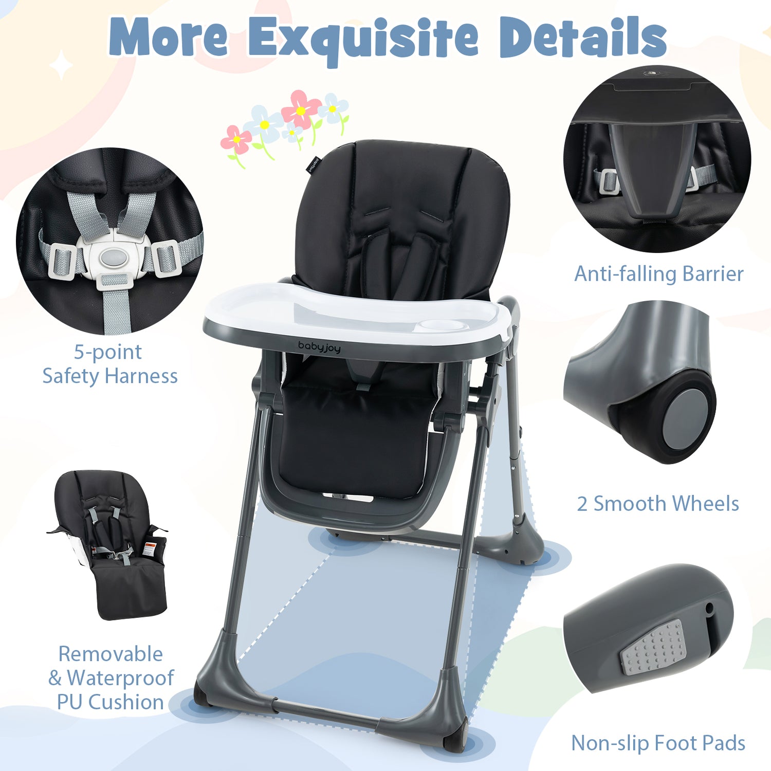 3-In-1 Convertible Baby High Chair for Toddlers