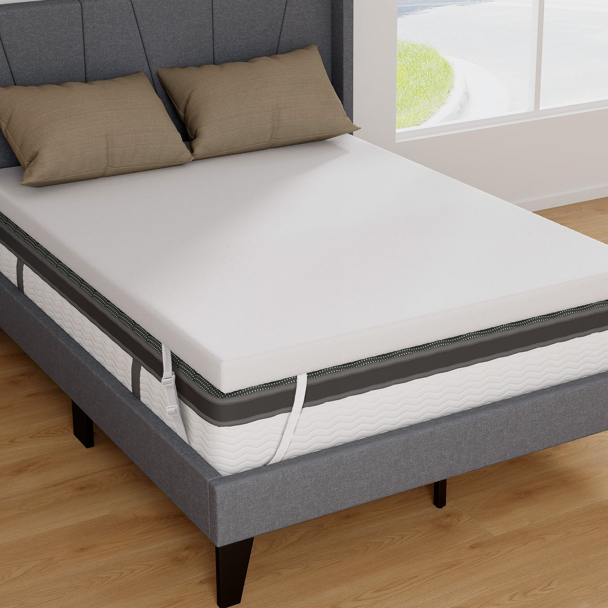 3 Inch Gel-Infused Memory Foam Mattress Topper with Removable Cover