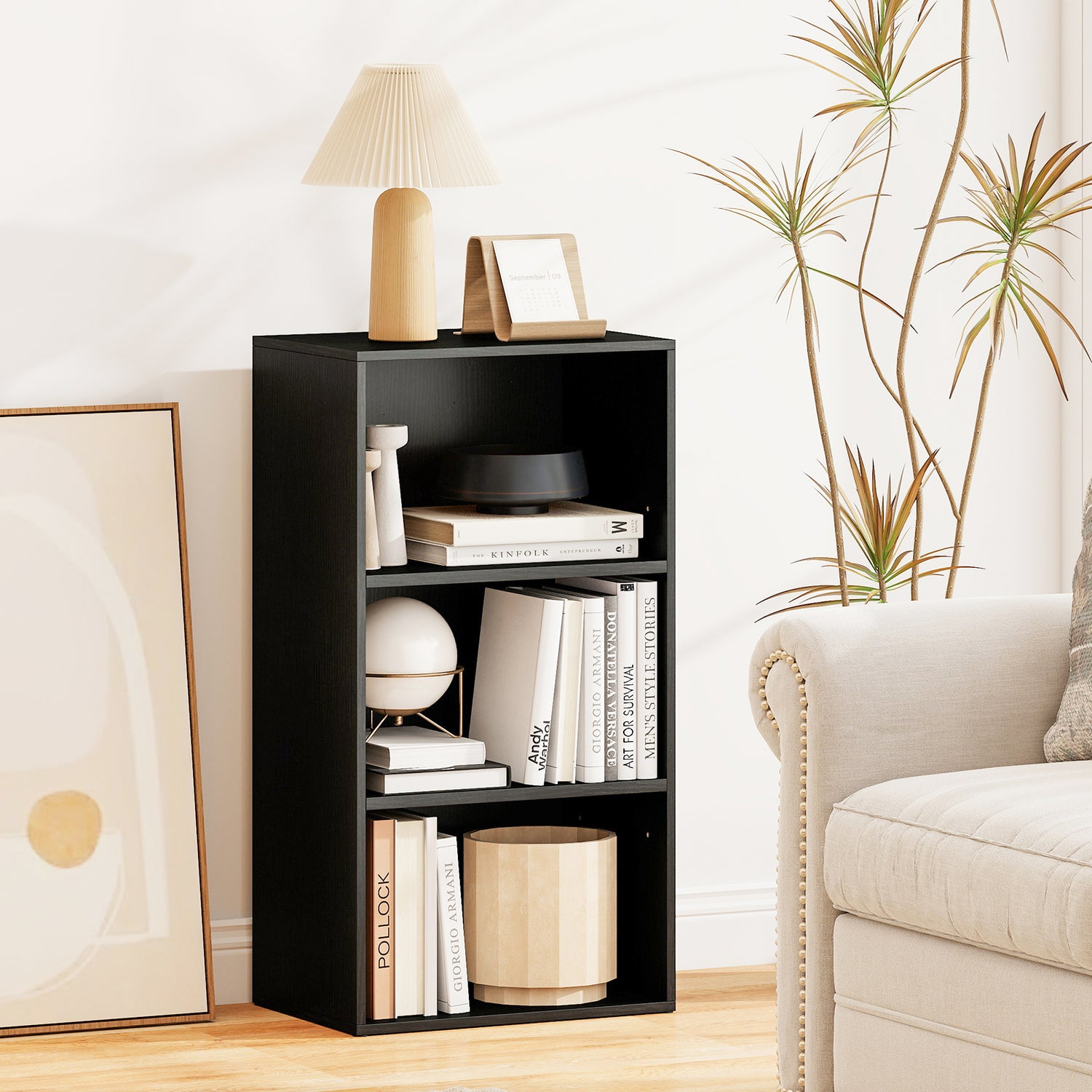 3 Open Shelf Bookcase Modern Storage Display Cabinet