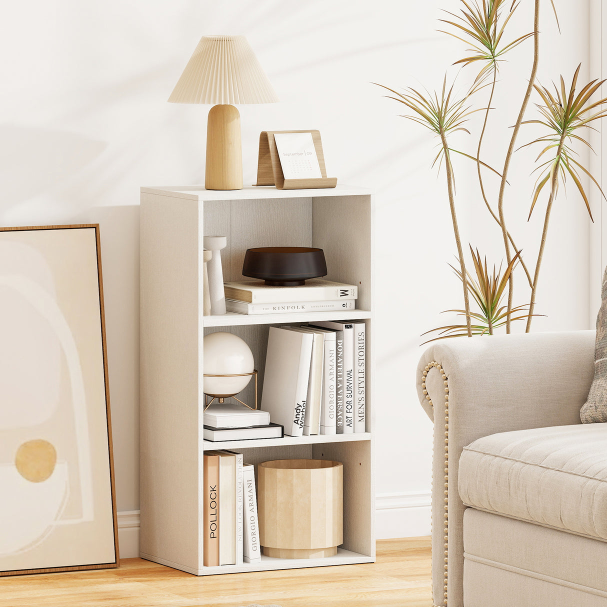 3 Open Shelf Bookcase Modern Storage Display Cabinet