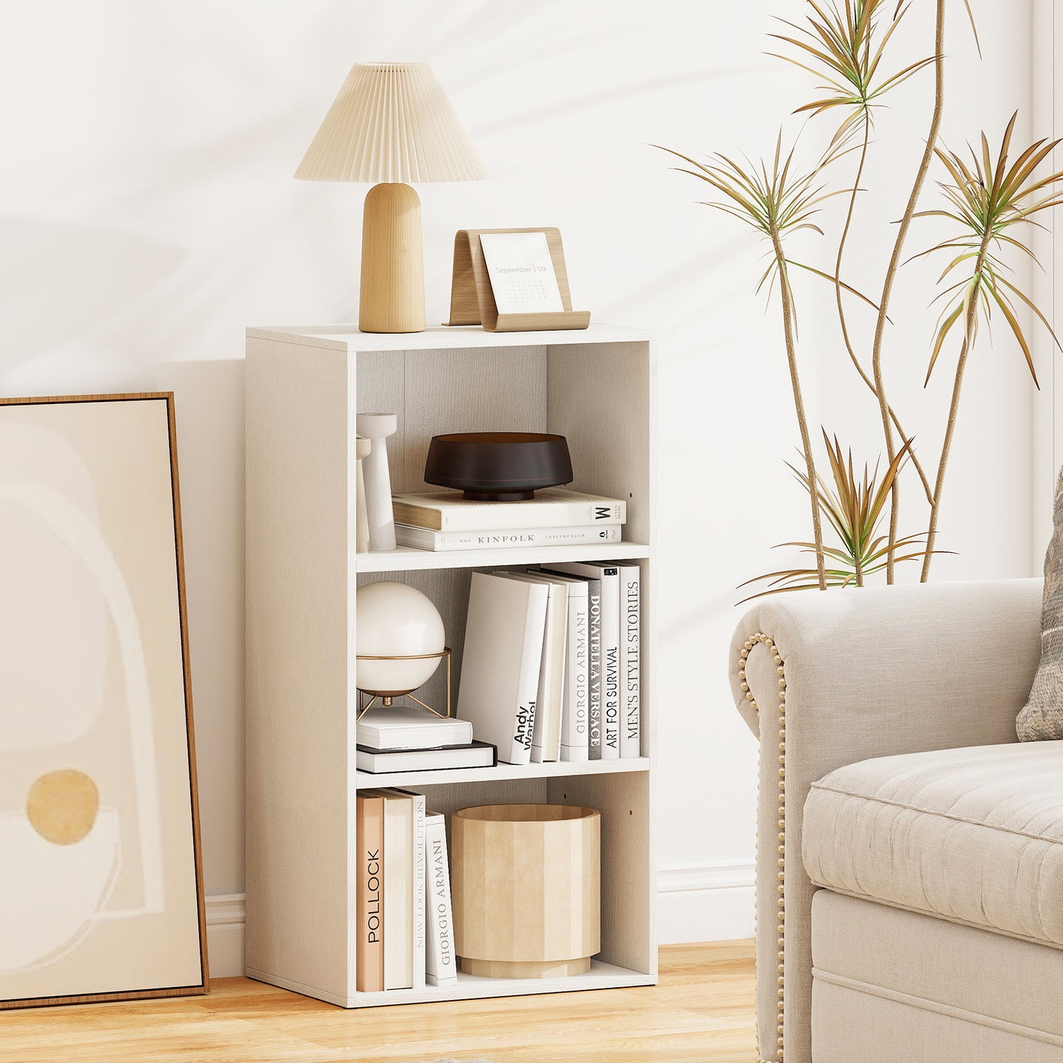 3 Open Shelf Bookcase Modern Storage Display Cabinet