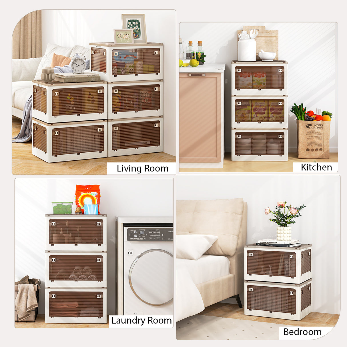 3-Pack Stackable Storage Bins with Lids with 5 Opening Ways