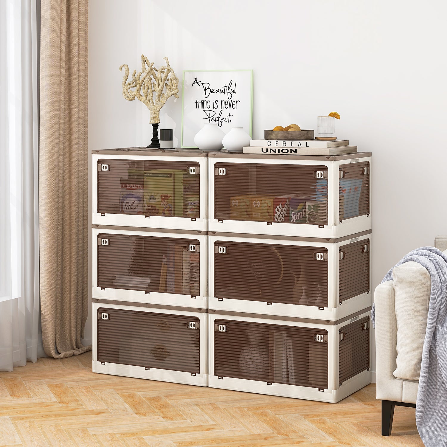 3-Pack Stackable Storage Bins with Lids with 5 Opening Ways