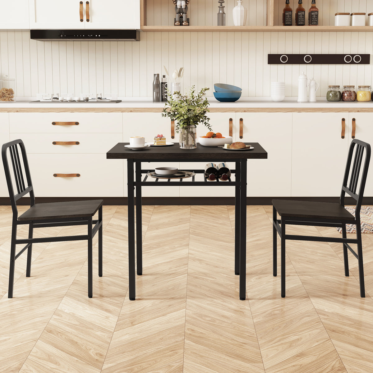 3-Piece Dining Table Set with Rectangular Kitchen Table and 2 Chairs