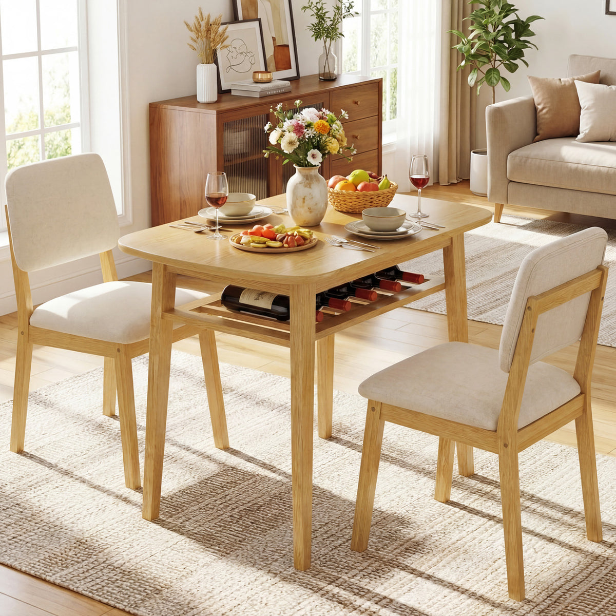 3-Piece Dining Table Set for 2 with Upholstered Chairs