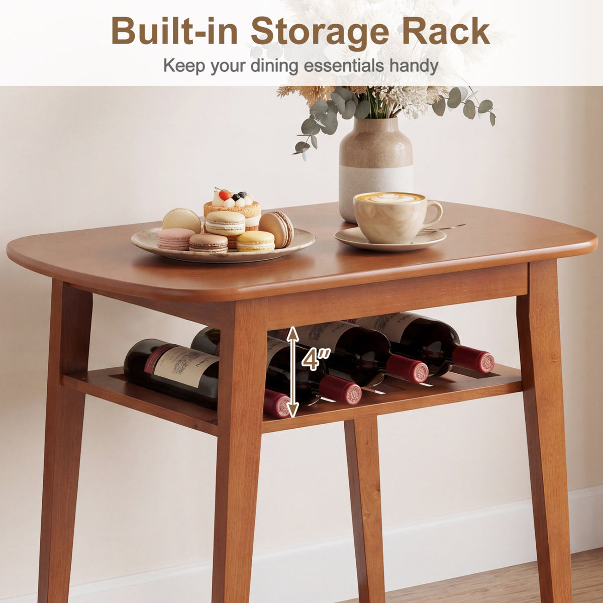 3-Piece Dining Table Set for 2 with Upholstered Chairs
