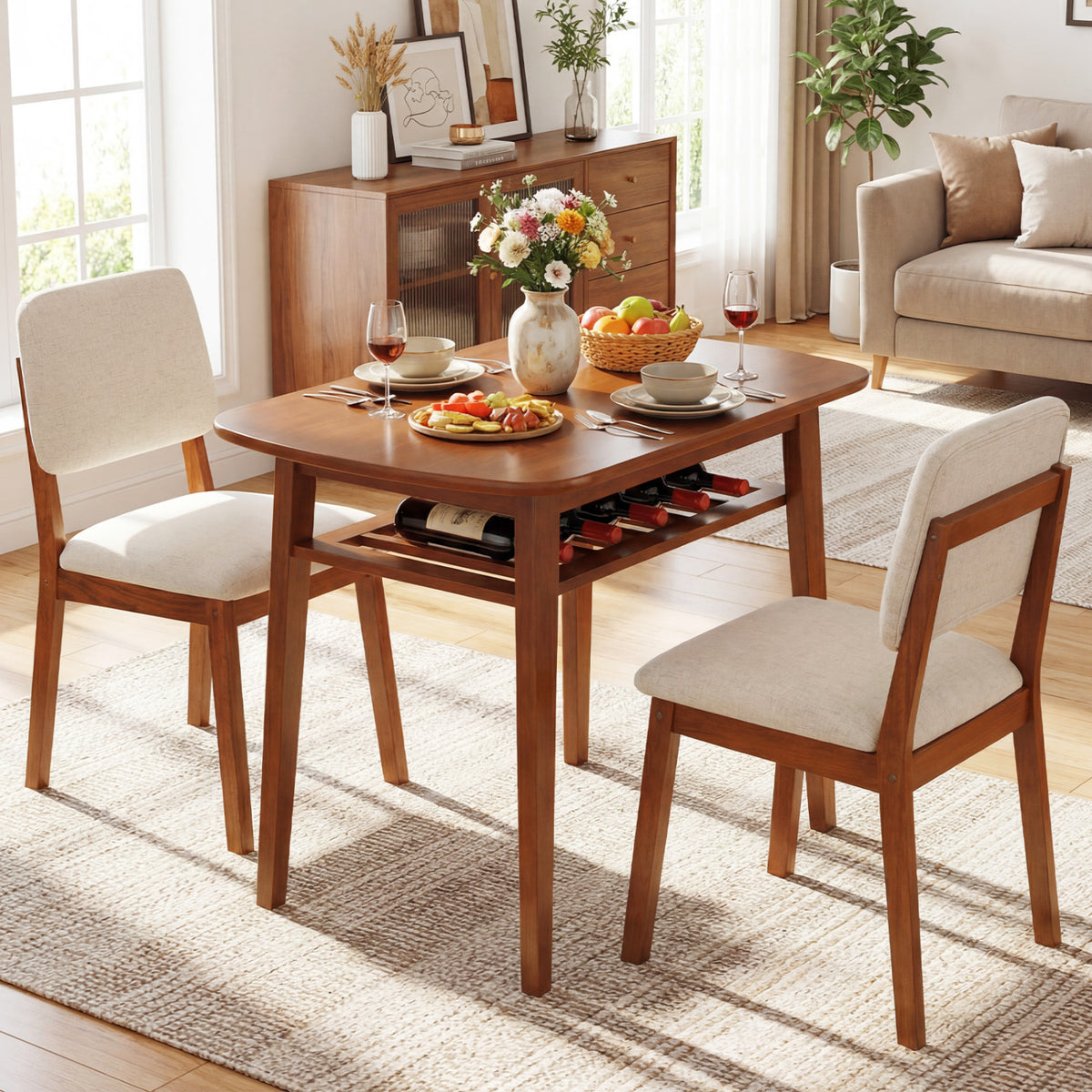 3-Piece Dining Table Set for 2 with Upholstered Chairs