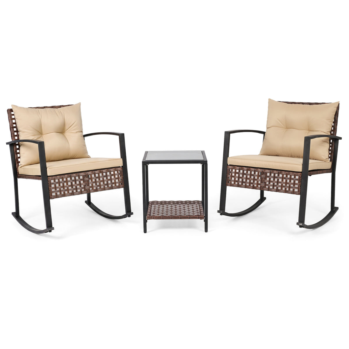 3-Piece Outdoor Rocking Chair Set