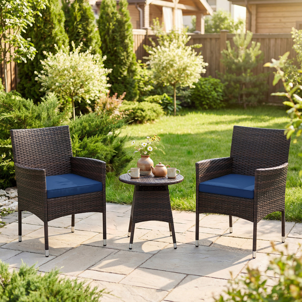 3 Piece Patio Furniture Set Outside Bistro Set for Porch