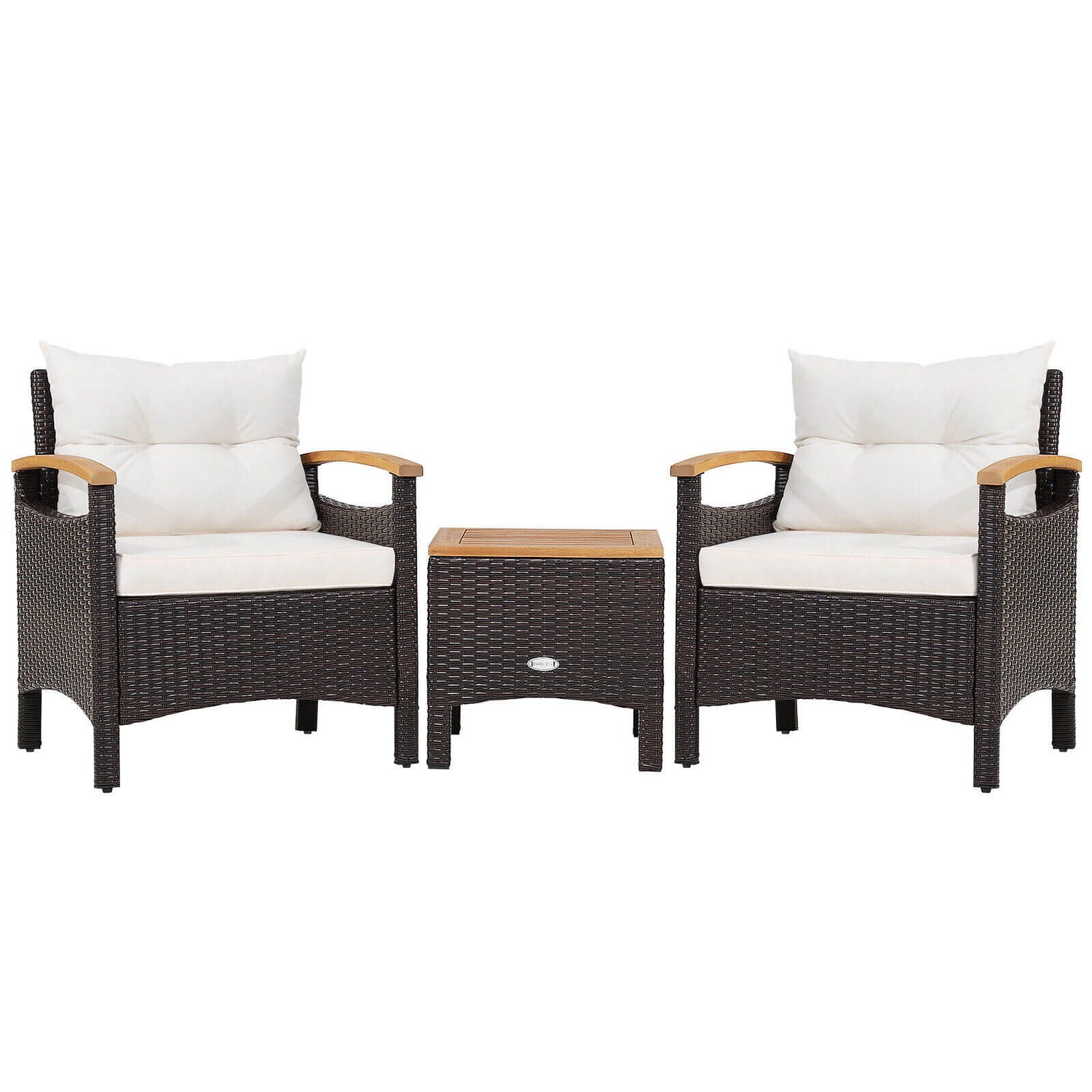 3 Pieces Patio Rattan Furniture Set with Removable Cushion