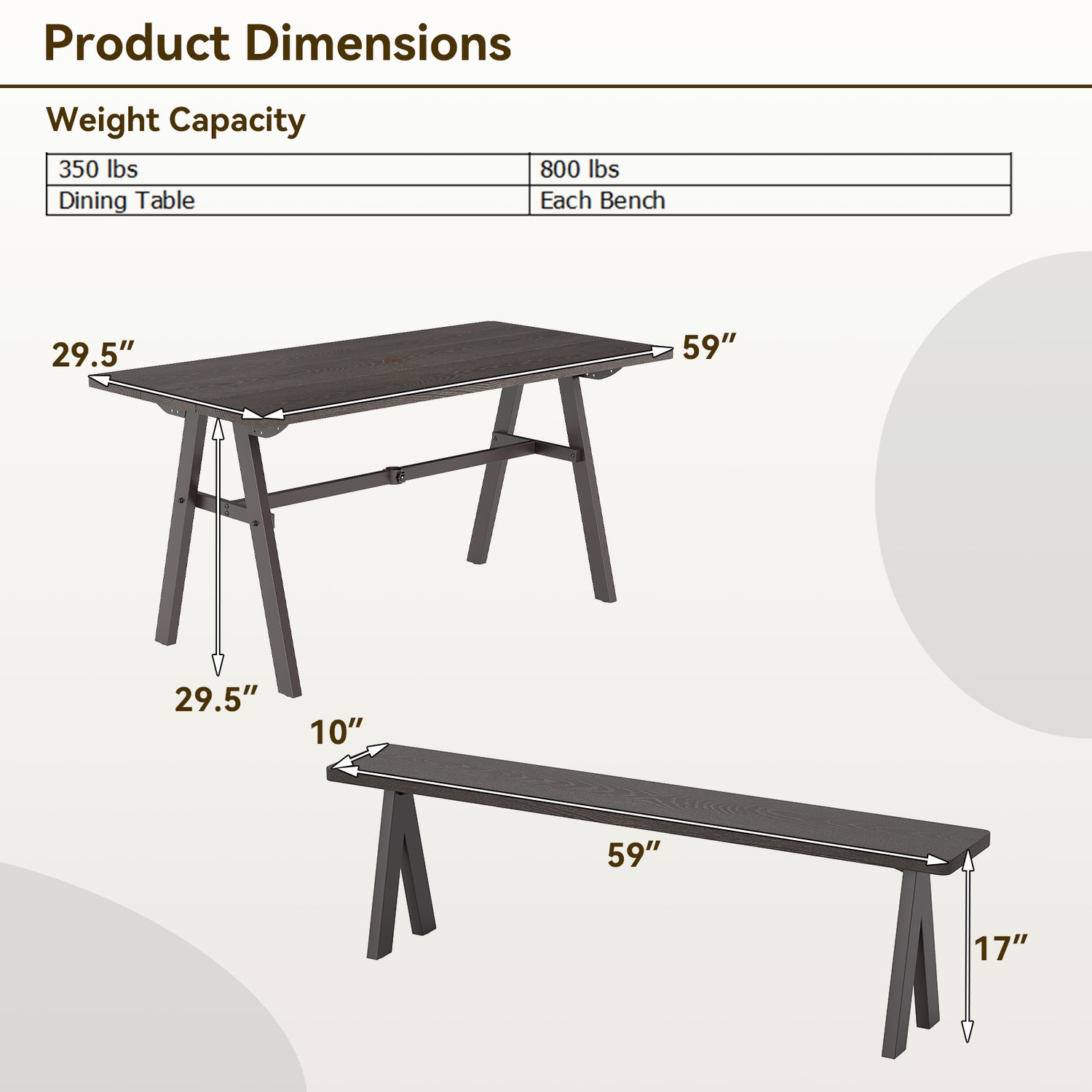 3 Pieces Outdoor Picnic Table and Benches Set for 6 People