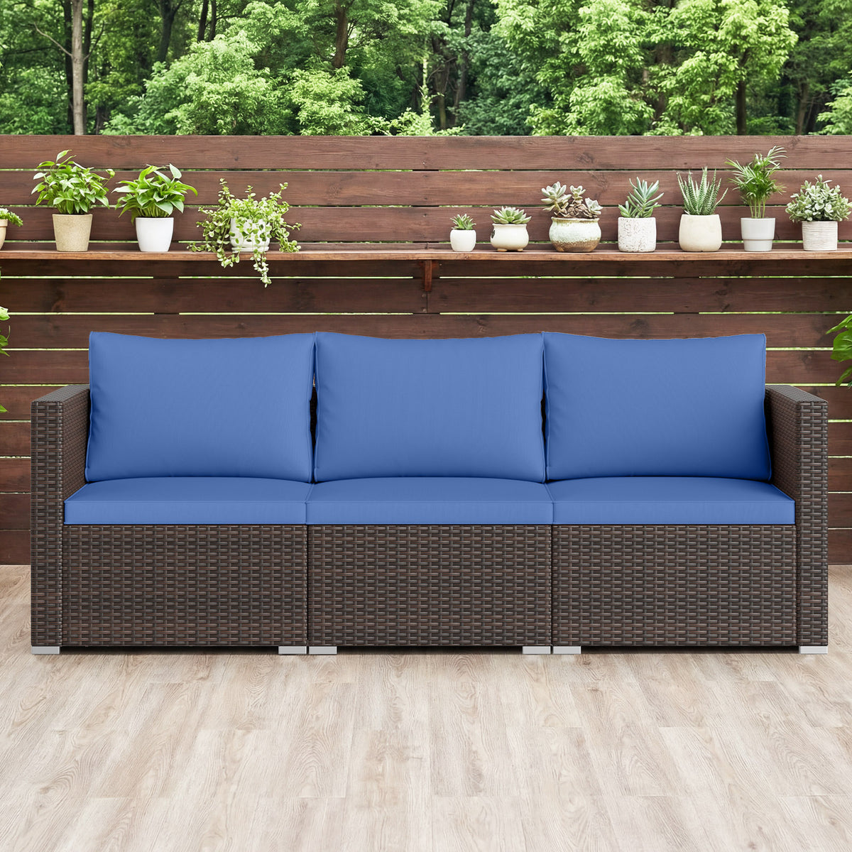 3 Pieces Patio/Outdoor Sectional Sofa Set with Soft Cushions