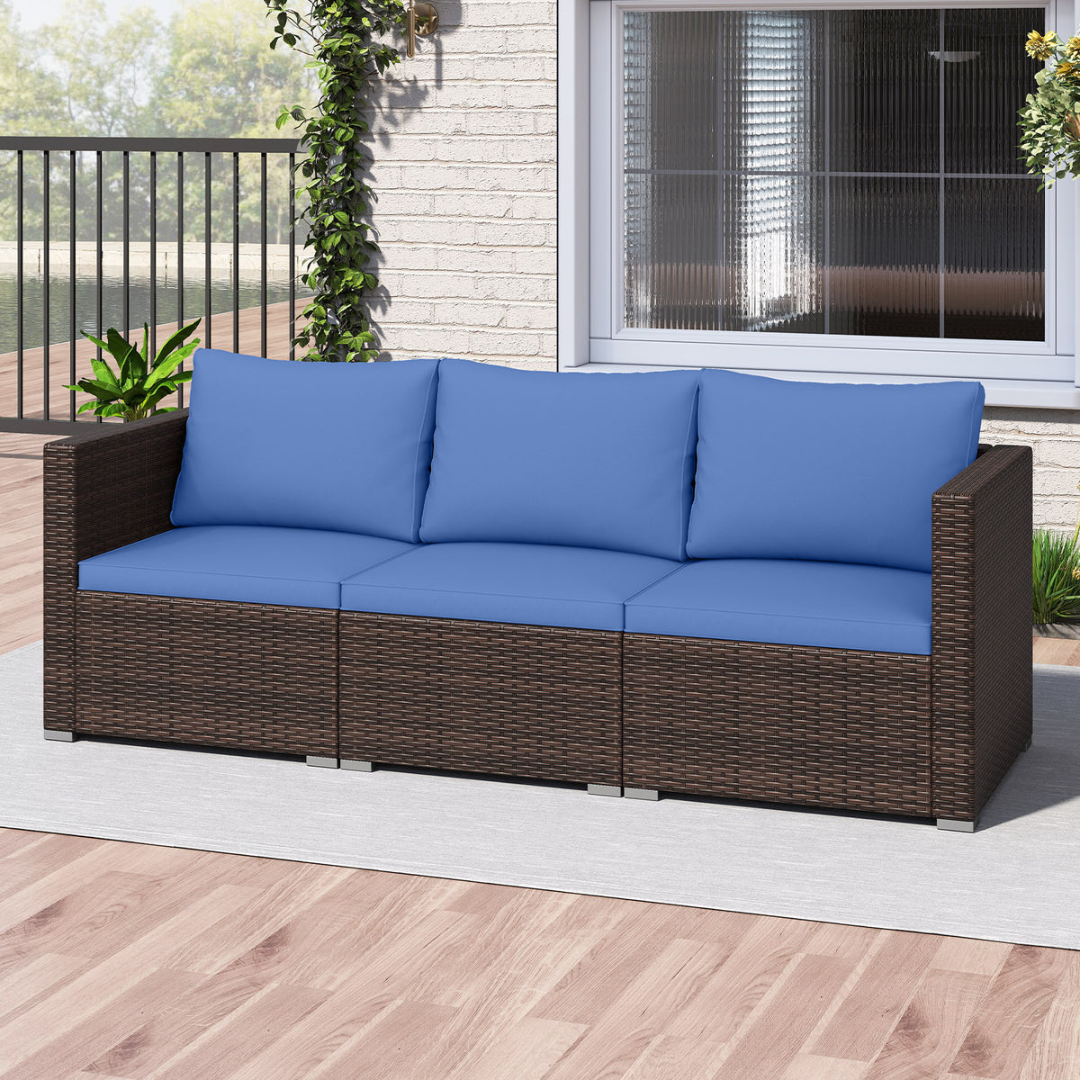 3 Pieces Patio/Outdoor Sectional Sofa Set with Soft Cushions