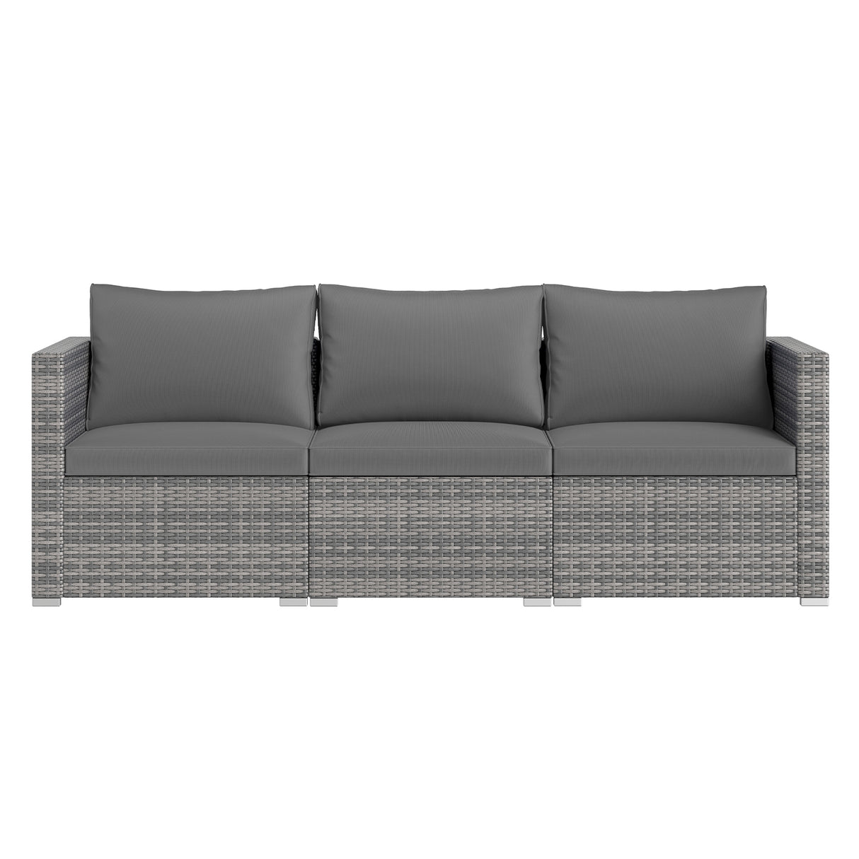 3 Pieces Patio Sectional Sofa Set PE Rattan Modular Couch Furniture Set with Soft Cushions