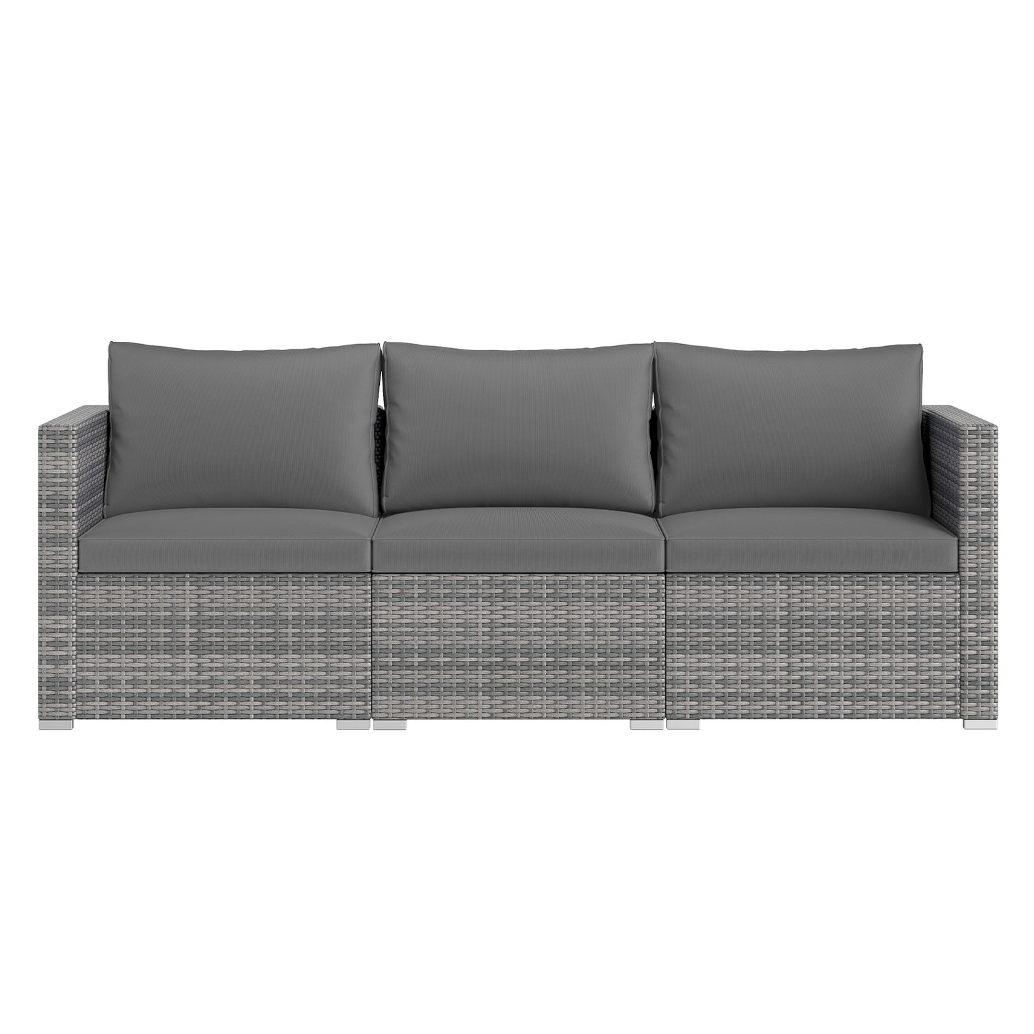 3 Pieces Patio Sectional Sofa Set PE Rattan Modular Couch Furniture Set with Soft Cushions