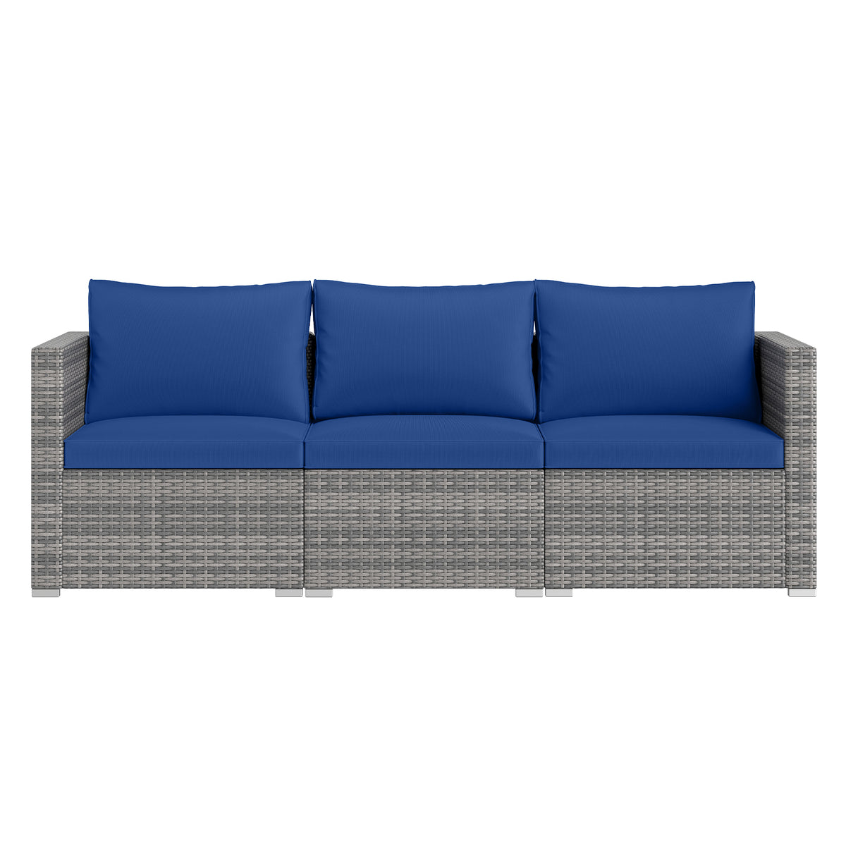 3 Pieces Patio Sectional Sofa Set PE Rattan Modular Couch Furniture Set with Soft Cushions