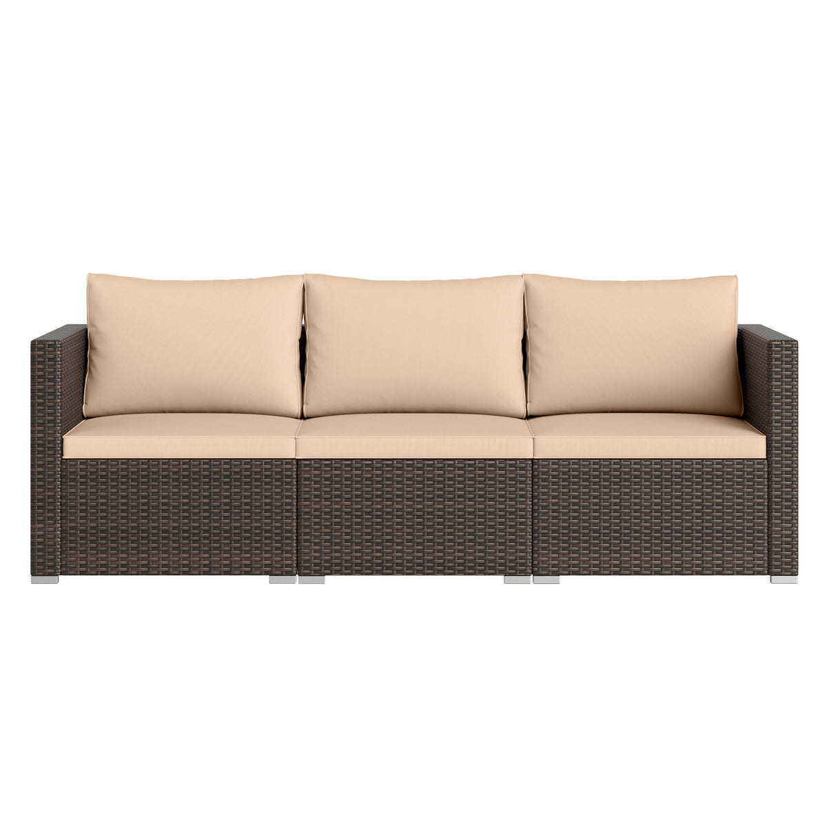 3 Pieces Patio/Outdoor Sectional Sofa Set with Soft Cushions
