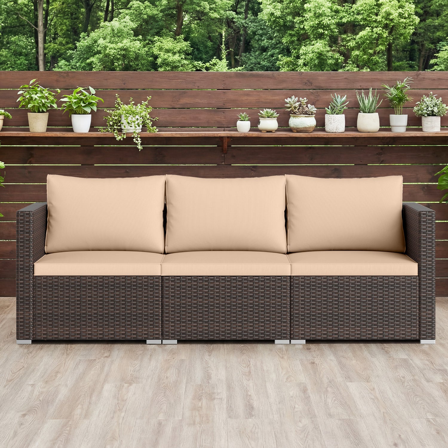3 Pieces Patio Sectional Sofa Set with Soft Cushions