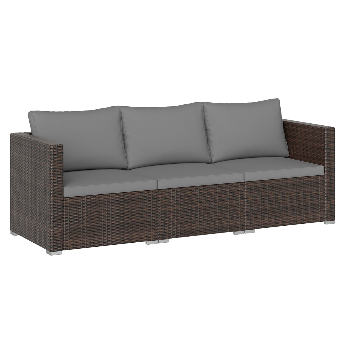 3 Pieces Patio/Outdoor Sectional Sofa Set with Soft Cushions