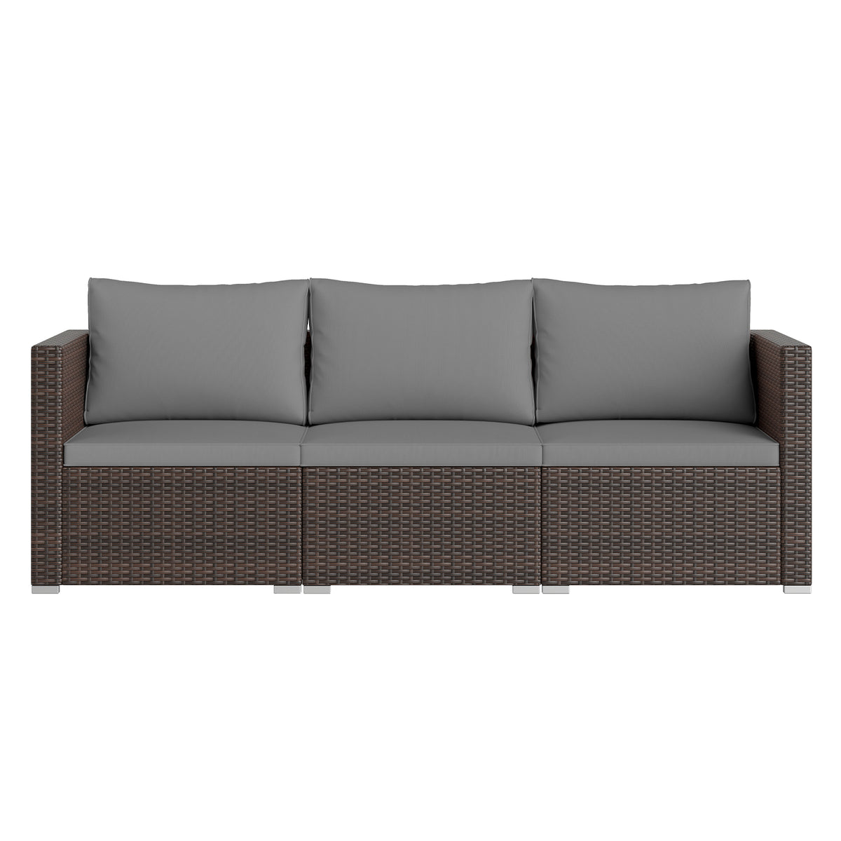 3 Pieces Patio/Outdoor Sectional Sofa Set with Soft Cushions