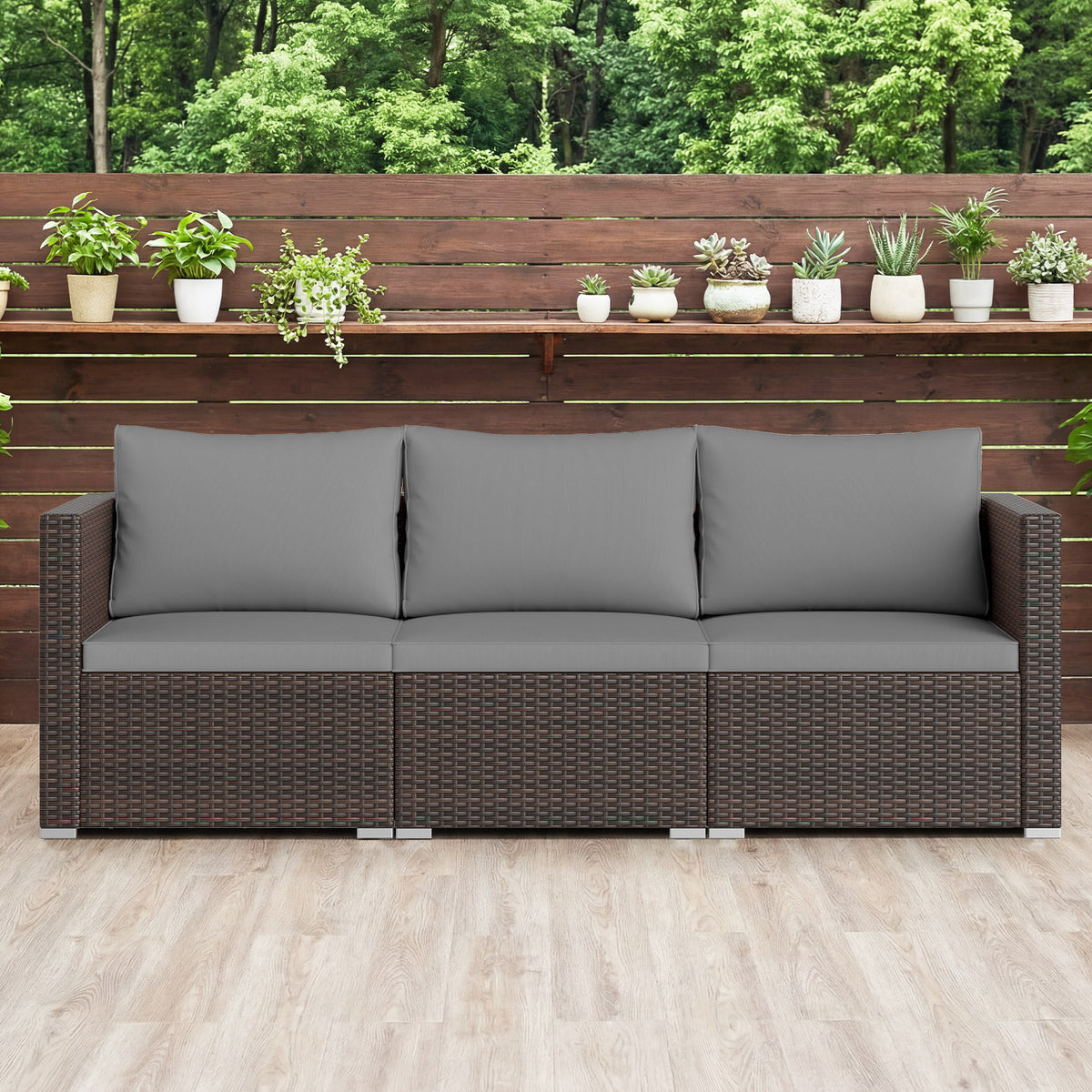 3 Pieces Patio/Outdoor Sectional Sofa Set with Soft Cushions