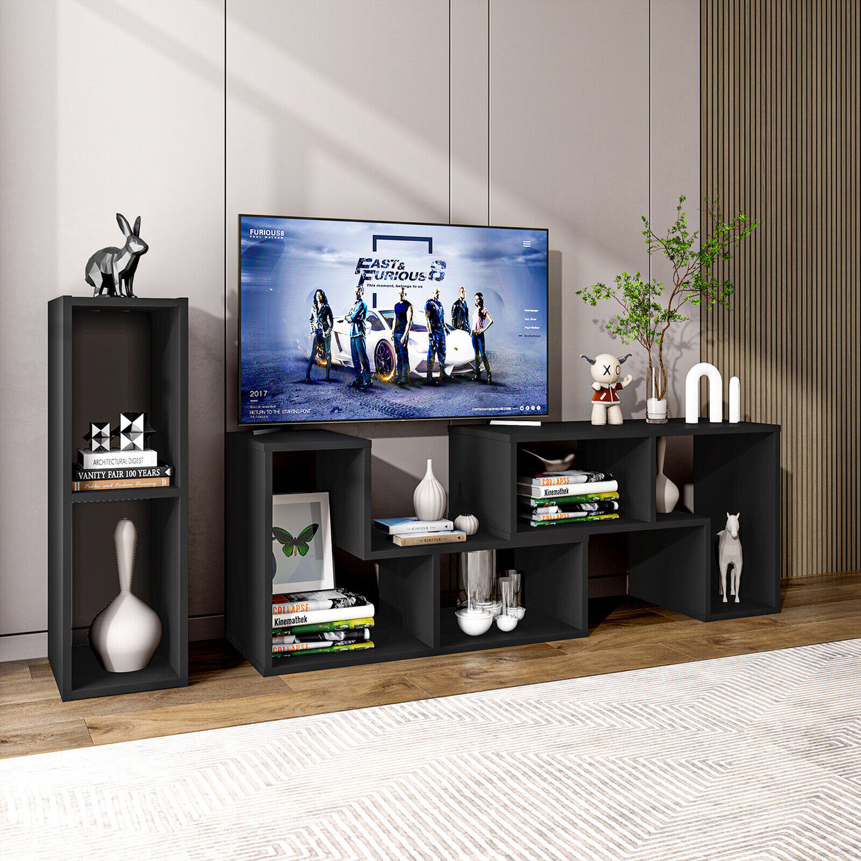 3 Pieces Adjustable TV Stand for TVs up to 65 Inch with Shelves