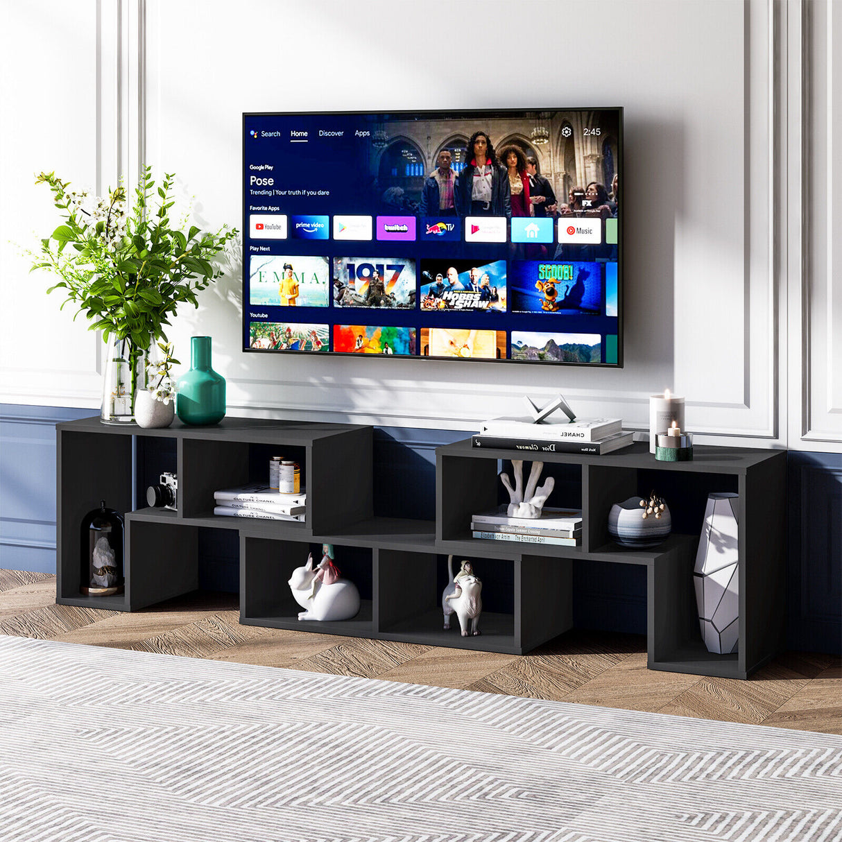 3 Pieces Adjustable TV Stand for TVs up to 65 Inch with Shelves