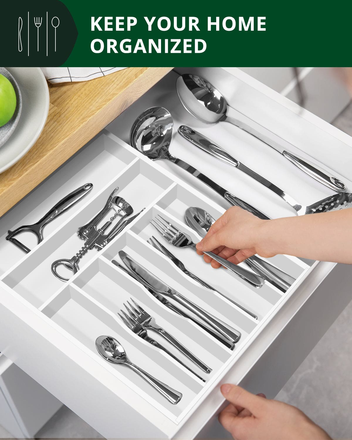 Basic Silverware Drawer Organizer, White