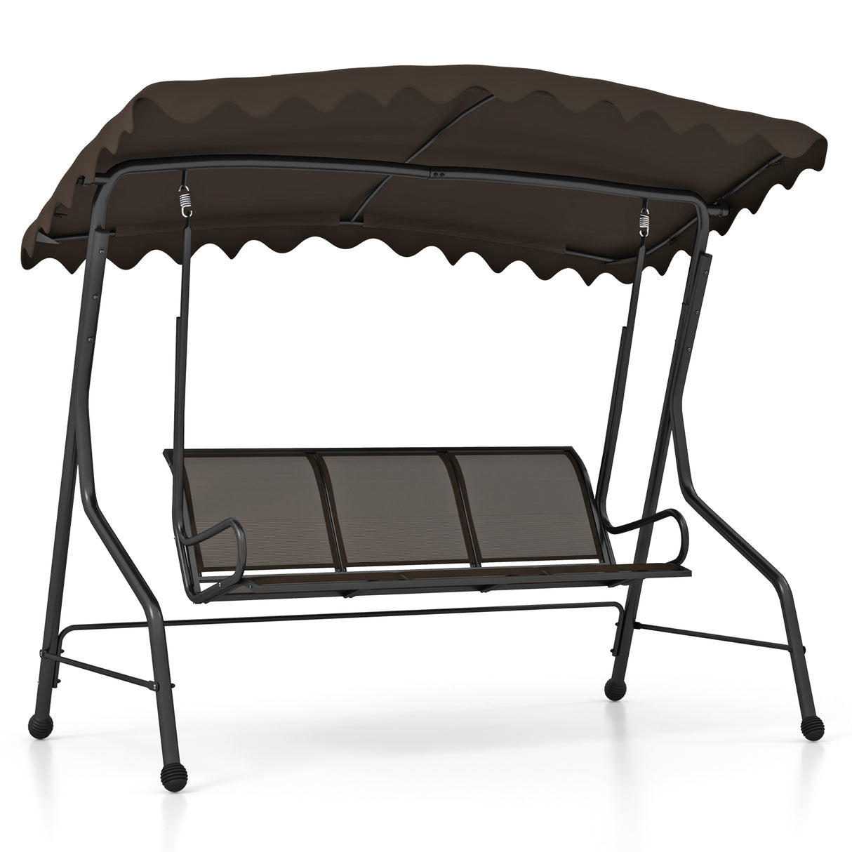 3-Seat Outdoor Porch Canopy Swing with Adjustable Shading