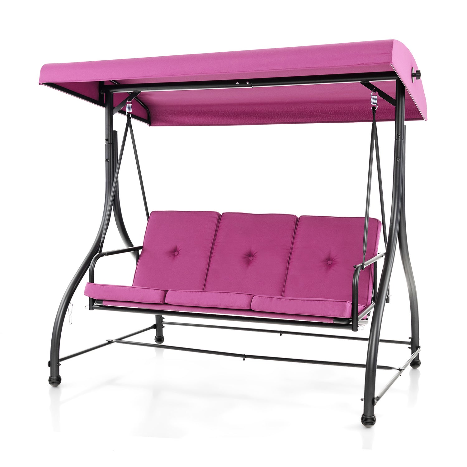 3 Seat Outdoor Porch Swing with Adjustable Canopy