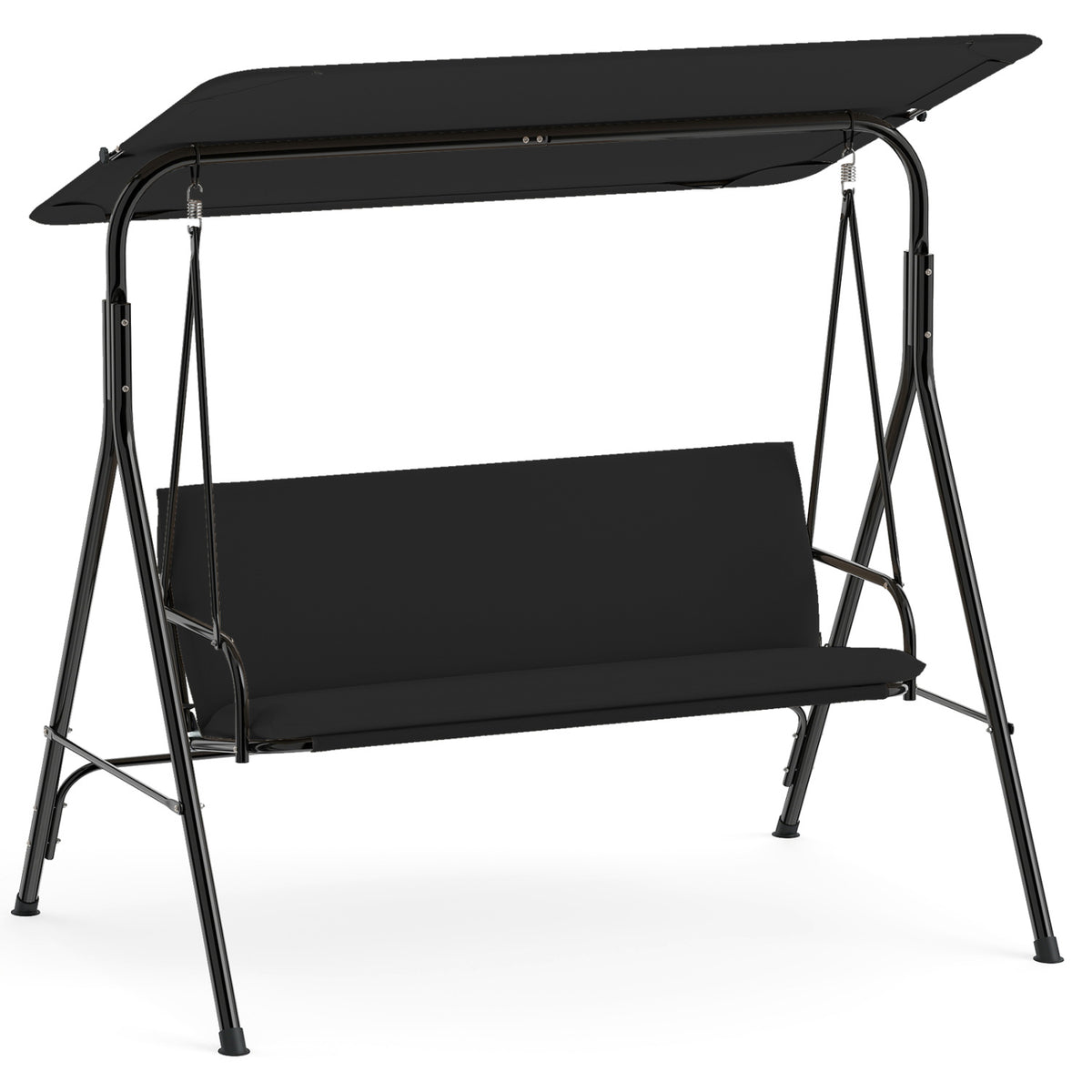 3-Seat Patio Swing Chair with Adjustable Canopy & Removable Cushion