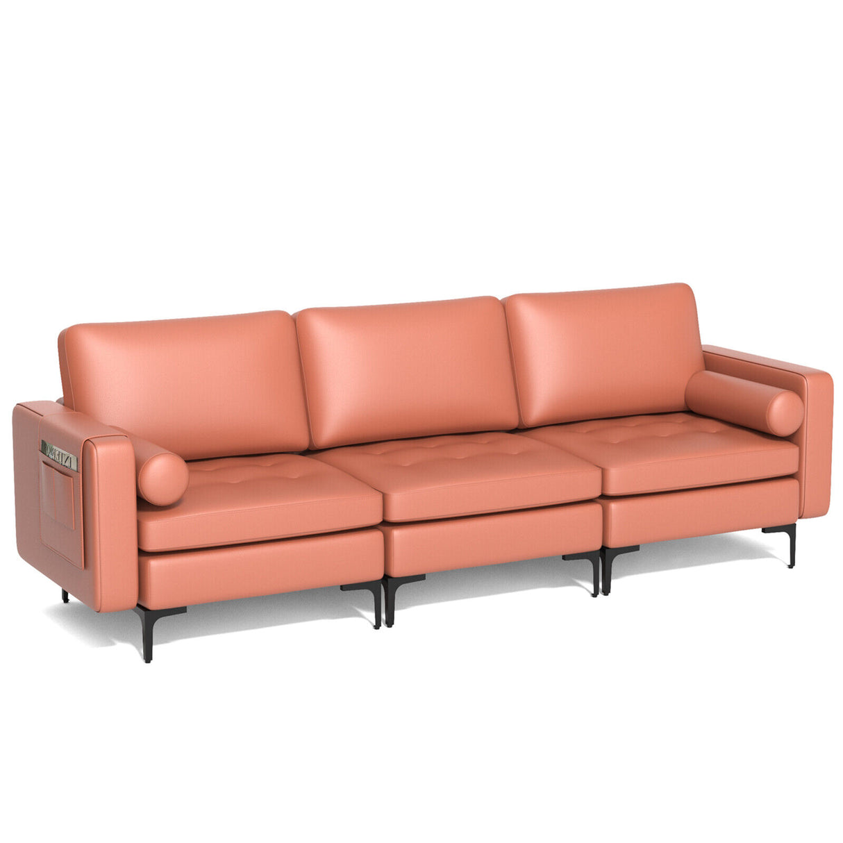 3-Seat Sofa Sectional with Side Storage Pocket and Metal Leg-3